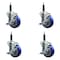 Service Caster 4'' Blue Poly Swivel 3/4'' Expanding Stem Caster Set with Brake, 4PK SCC-EX20S414-PPUB-BLUE-TLB-34-4 - alternate 1